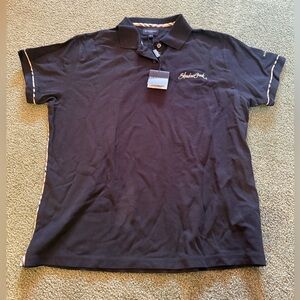Burberry Golf Black Polo Shirt with Embroidered Logo Size Large NWT